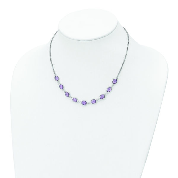 Sterling Silver Rhod-plated 13.5AM Amethyst w/2 in ext. Necklace - Image 3
