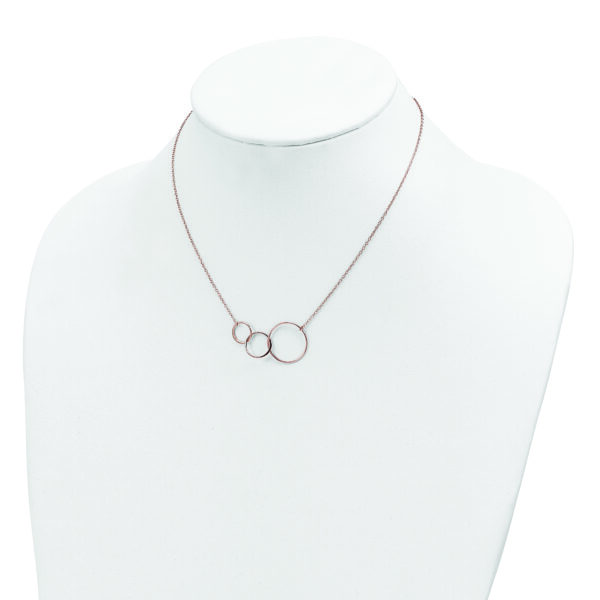 Sterling Silver Rose-tone 3 Intertwined Circles w/2 in ext. Necklace - Image 3
