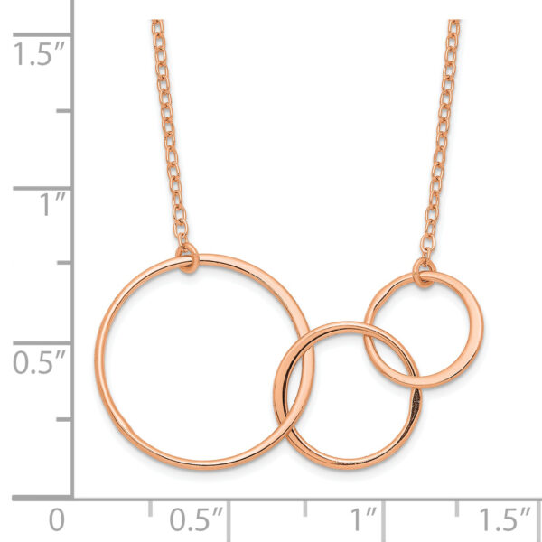 Sterling Silver Rose-tone 3 Intertwined Circles w/2 in ext. Necklace - Image 2
