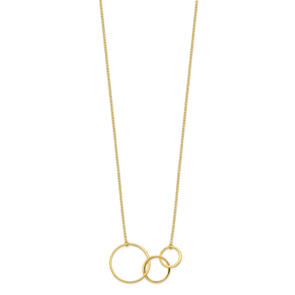 Sterling Silver Gold-tone 3 Intertwined Circles w/2 in ext. Necklace - Image 2