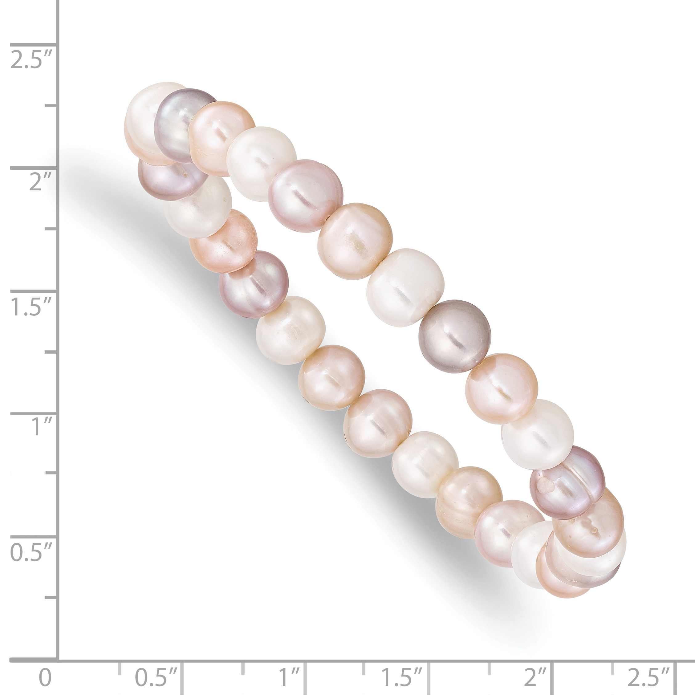 6-7mm White/Pink/Purple Semi-round FWC Pearl Stretch Bracelet - Image 3