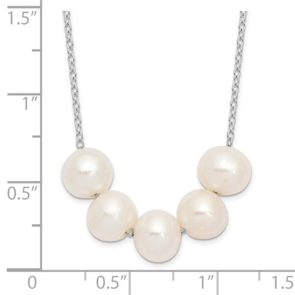 Sterling Silver Rhodium-plated 7-8mm White Near-round FWC Pearl Necklace - Image 2