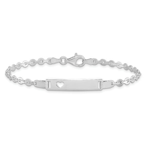 Sterling Silver Polished ID W/Heart Bracelet - Image 3