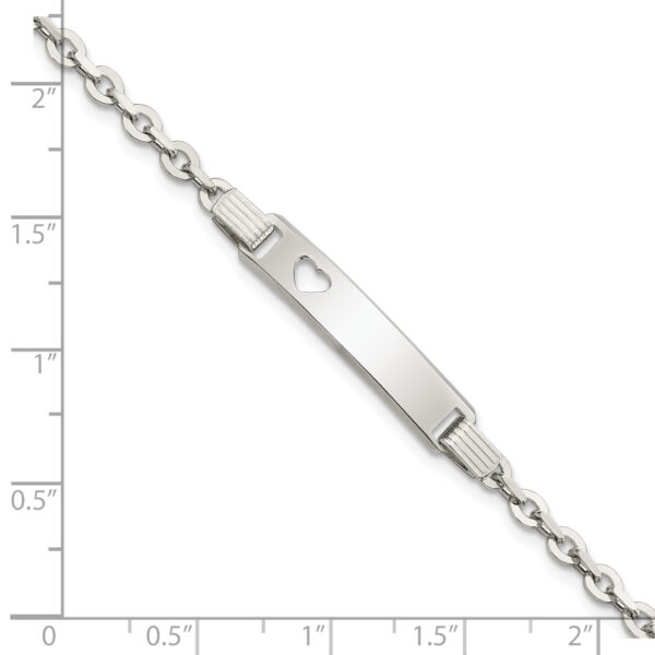 Sterling Silver Polished ID W/Heart Bracelet - Image 2