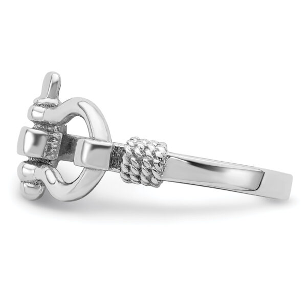 Sterling Silver Rhodium-plated Polished Shackle w/Rope Trim Ring - Image 3