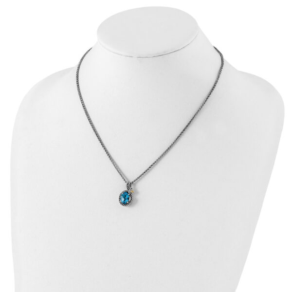 Sterling Silver w/14k Braided Oval 2.54BT Blue Topaz Necklace - Image 3