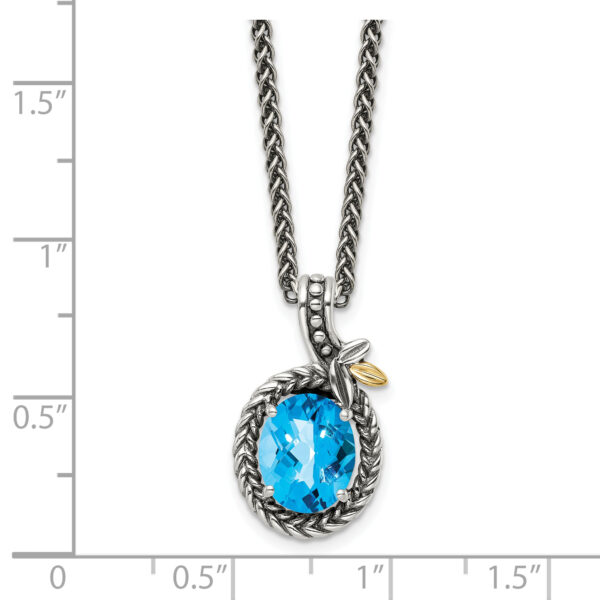 Sterling Silver w/14k Braided Oval 2.54BT Blue Topaz Necklace - Image 2