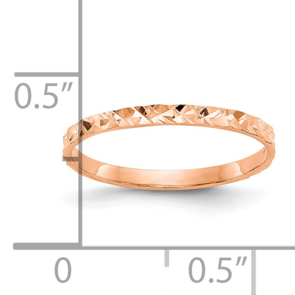 14K Rose Gold Diamond-cut Design Band Childs Ring - Image 2
