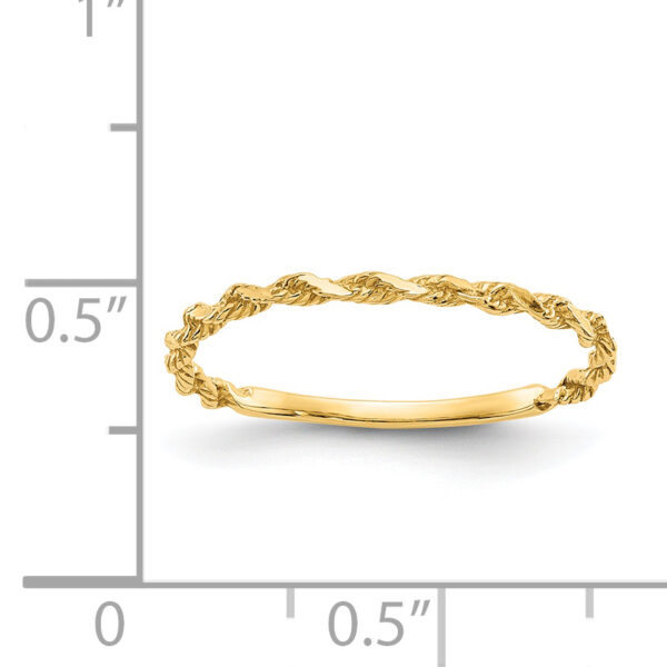 14K Diamond-cut Textured Rope Band Ring - Image 2