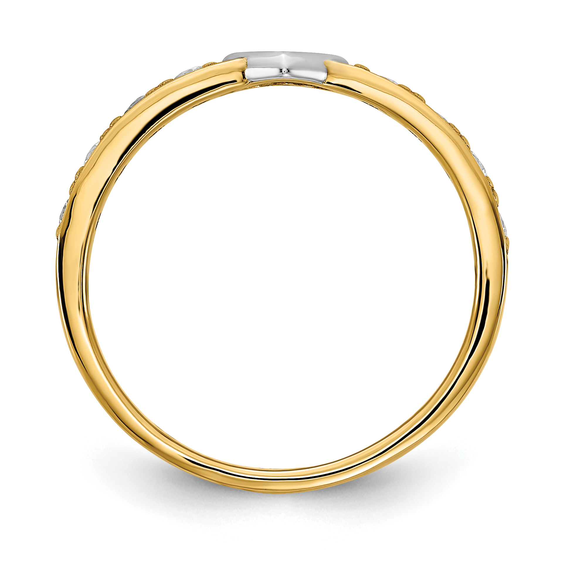 14K & White Rhodium CZ Heart Ring - Image 2