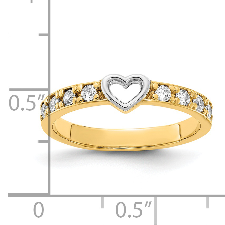 14K & White Rhodium CZ Heart Ring - Image 3