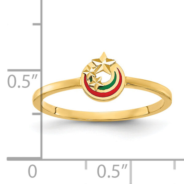 14K Enameled with Diamond-cut Stars Ring - Image 3