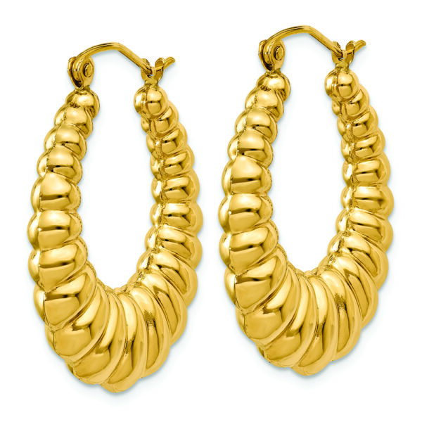 14k Polished Scalloped Hoop Earrings - Image 2