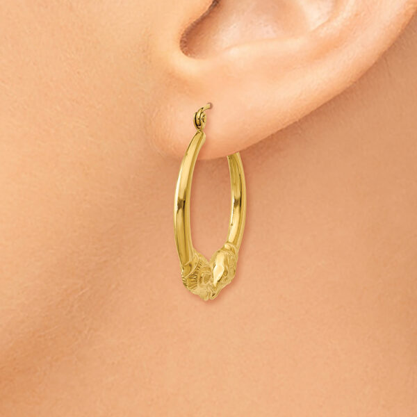 14k Polished Ram Hoop Earrings - Image 3