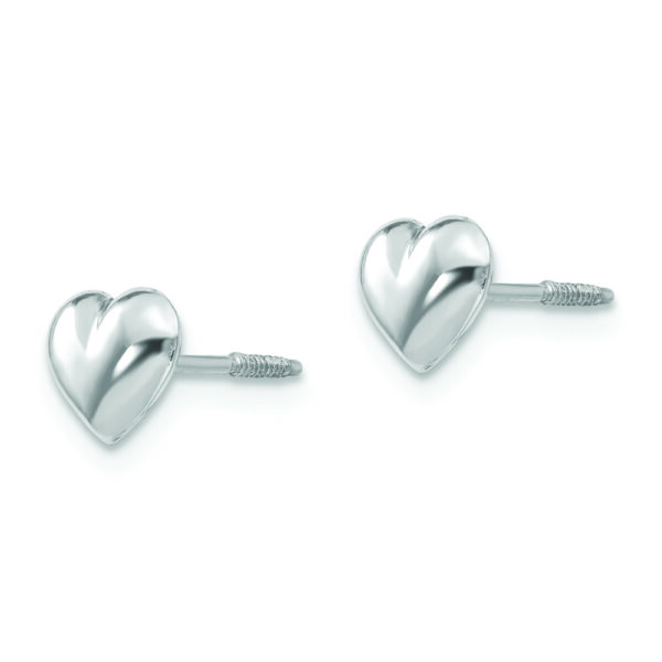 14k Madi K White Gold Puff Heart Post Earrings - Image 2