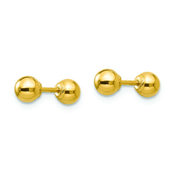 14k Madi K Polished Reversible 4mm Ball Earrings - Image 2