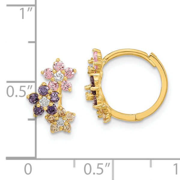 14K Madi K Hinged Flower Multicolor CZ Hoop Earrings - Image 2