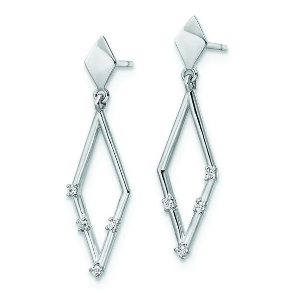 14k White Gold Madi K CZ Dangle Post Earrings - Image 2