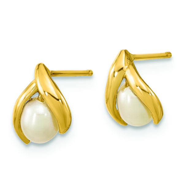 14K Madi K 4-5mm Rice White FWC Pearl Earrings - Image 2