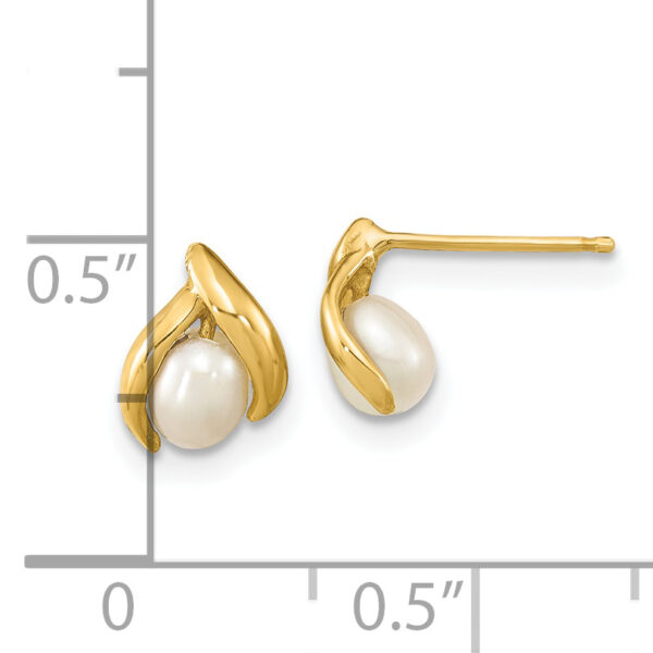 14K Madi K 4-5mm Rice White FWC Pearl Earrings - Image 3