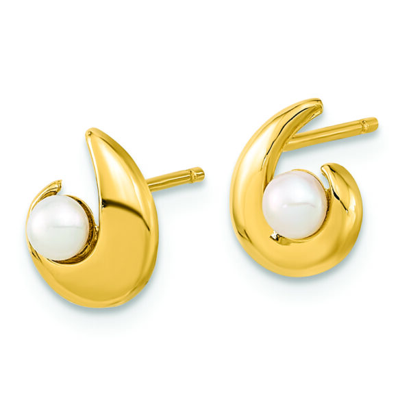 14K Madi K Polished 3.5mm Freshwater Cultured Pearl Post Earrings - Image 2