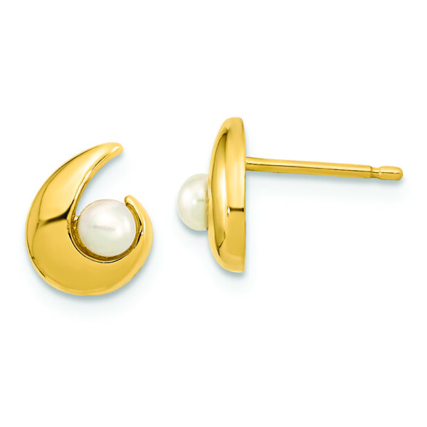 14K Madi K Polished 3.5mm Freshwater Cultured Pearl Post Earrings