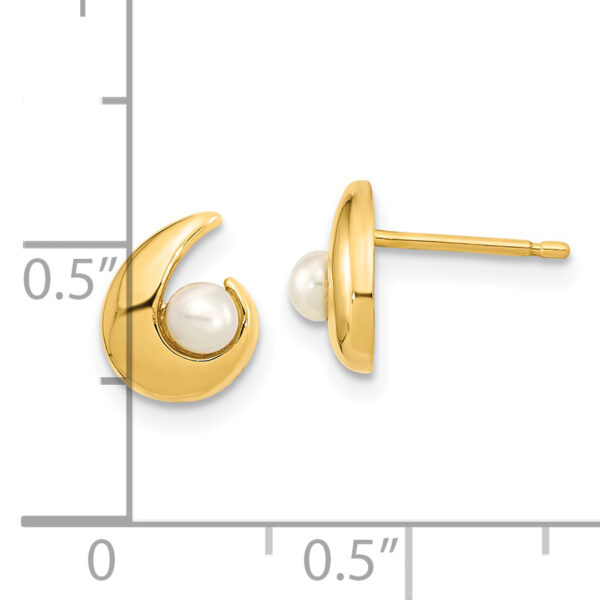 14K Madi K Polished 3.5mm Freshwater Cultured Pearl Post Earrings - Image 3