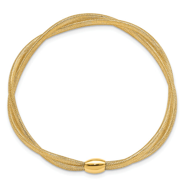 14K Gold Twisted Woven Mesh Stretch Bracelet - Image 2