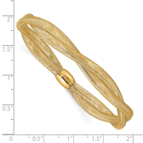 14K Gold Twisted Woven Mesh Stretch Bracelet - Image 3