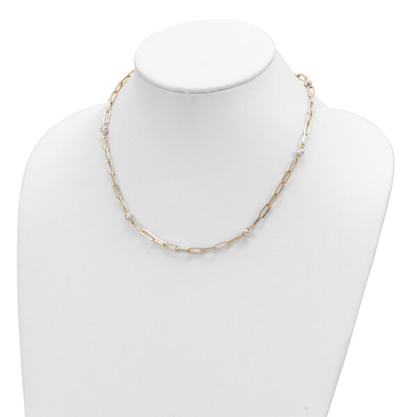 14K Two-tone Polished D/C Beads & Fancy Link Necklace - Image 2