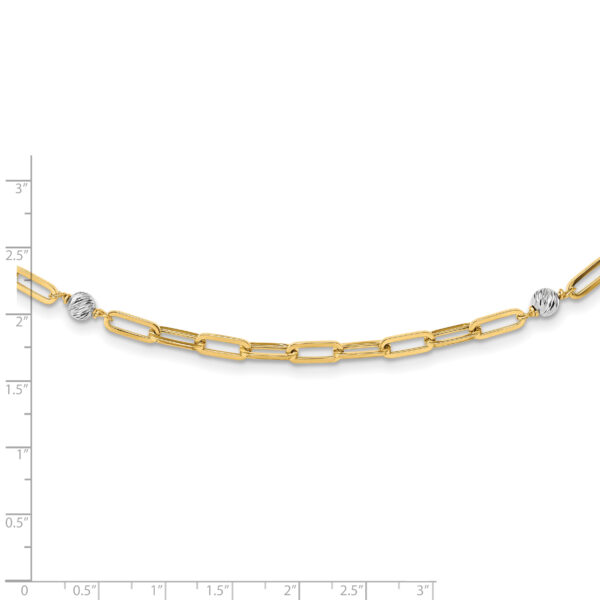 14K Two-tone Polished D/C Beads & Fancy Link Necklace - Image 3