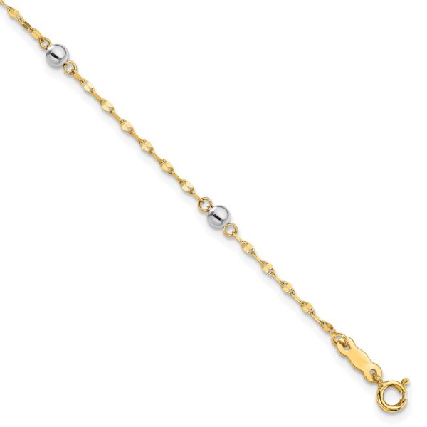 14K Two Tone Polished Bead Bracelet