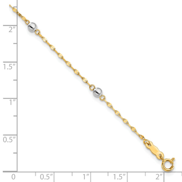 14K Two Tone Polished Bead Bracelet - Image 3