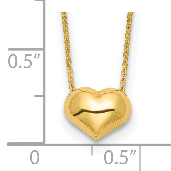 14k Polished Puffed Heart 16.5 inch Necklace - Image 3