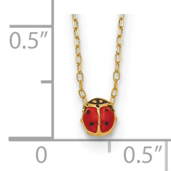 14k Polished Enameled Small Ladybug 16.5in Necklace - Image 3