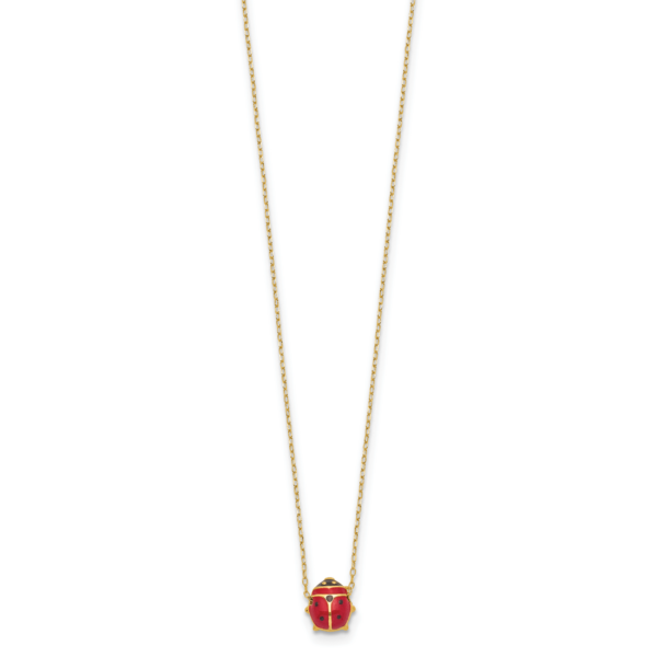 14k Polished Enameled Large Ladybug 16.5in Necklace - Image 2