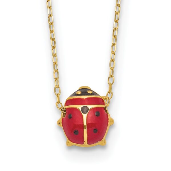 14k Polished Enameled Large Ladybug 16.5in Necklace