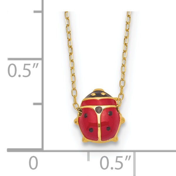 14k Polished Enameled Large Ladybug 16.5in Necklace - Image 3