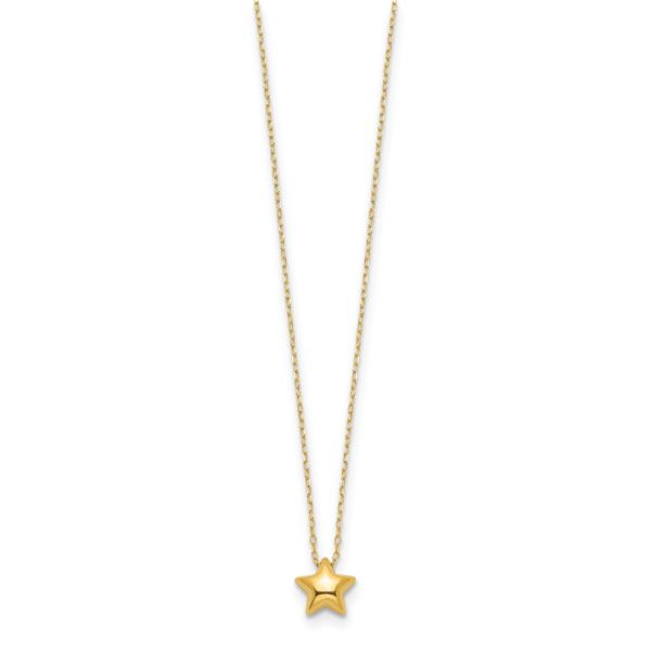 14k Polished Puffed Star 16.5in Necklace - Image 2