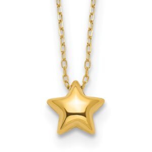 14k Polished Puffed Star 16.5in Necklace