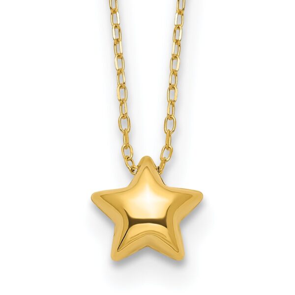 14k Polished Puffed Star 16.5in Necklace