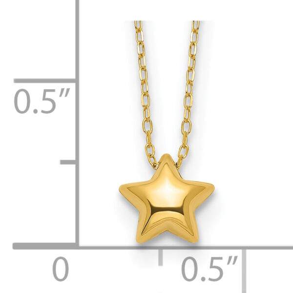 14k Polished Puffed Star 16.5in Necklace - Image 3