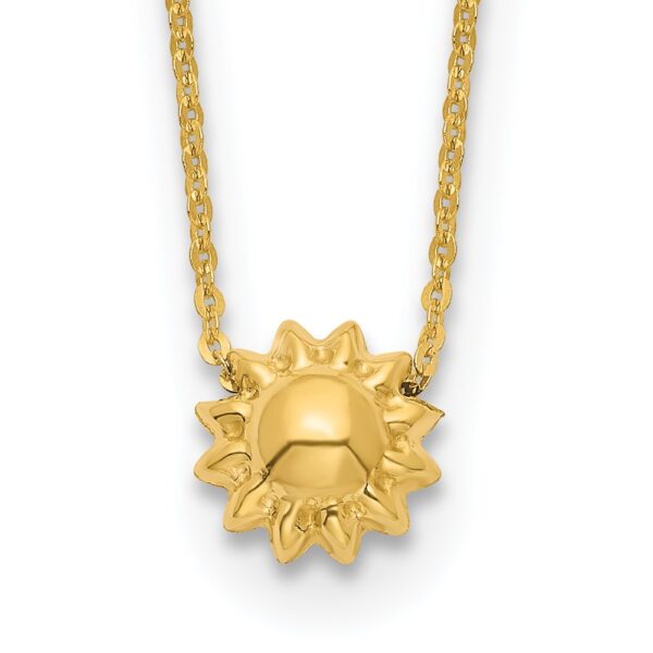14k Polished Puffed Sun 16.5in Necklace