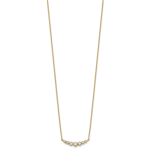 14K Polished Graduated Round CZ 17in Necklace - Image 2