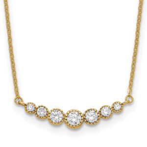 14K Polished Graduated Round CZ 17in Necklace