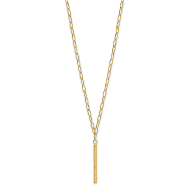 14K Polished Oval Link D/C Bar Necklace - Image 2