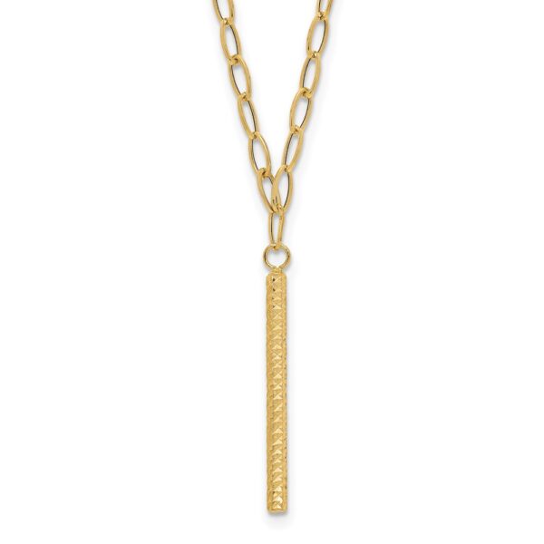 14K Polished Oval Link D/C Bar Necklace