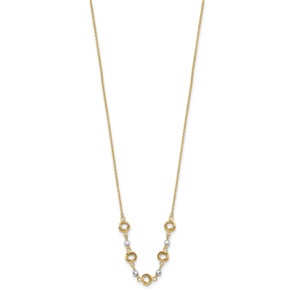 14K Two Tone 2 in Ext Polished Love Knots D/C Bead Necklace - Image 2