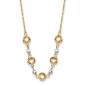 14K Two Tone 2 in Ext Polished Love Knots D/C Bead Necklace