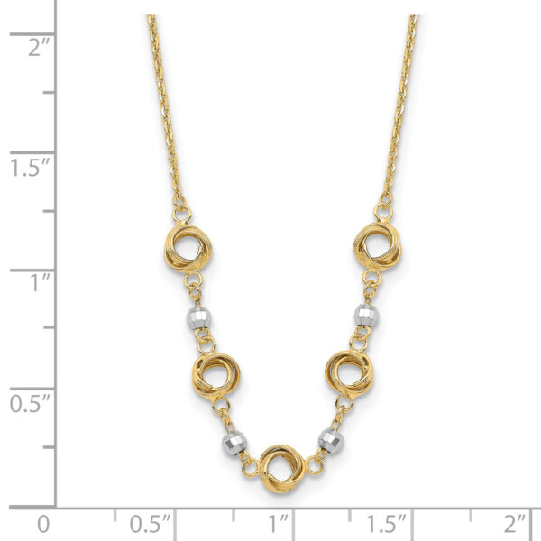14K Two Tone 2 in Ext Polished Love Knots D/C Bead Necklace - Image 3